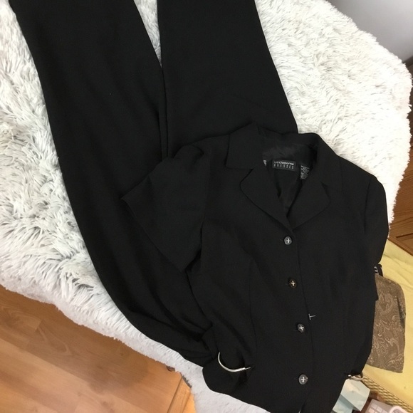 Liz Claiborne size 4 black jumpsuit w/silver detail & zippered lining … - Picture 2 of 16